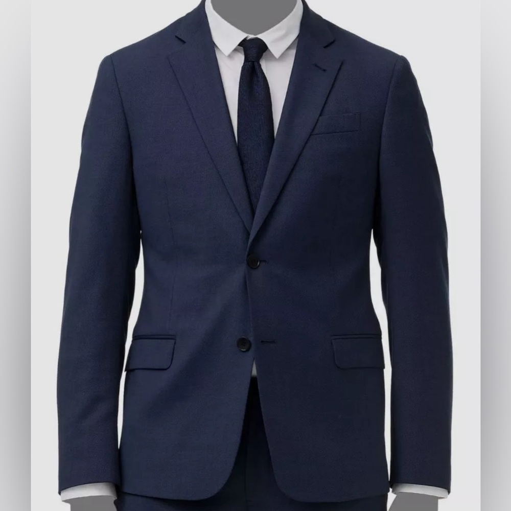 Armani Exchange Men's Blue Birdeye Slim-Fit Blazer Coat Suit Jacket 40R